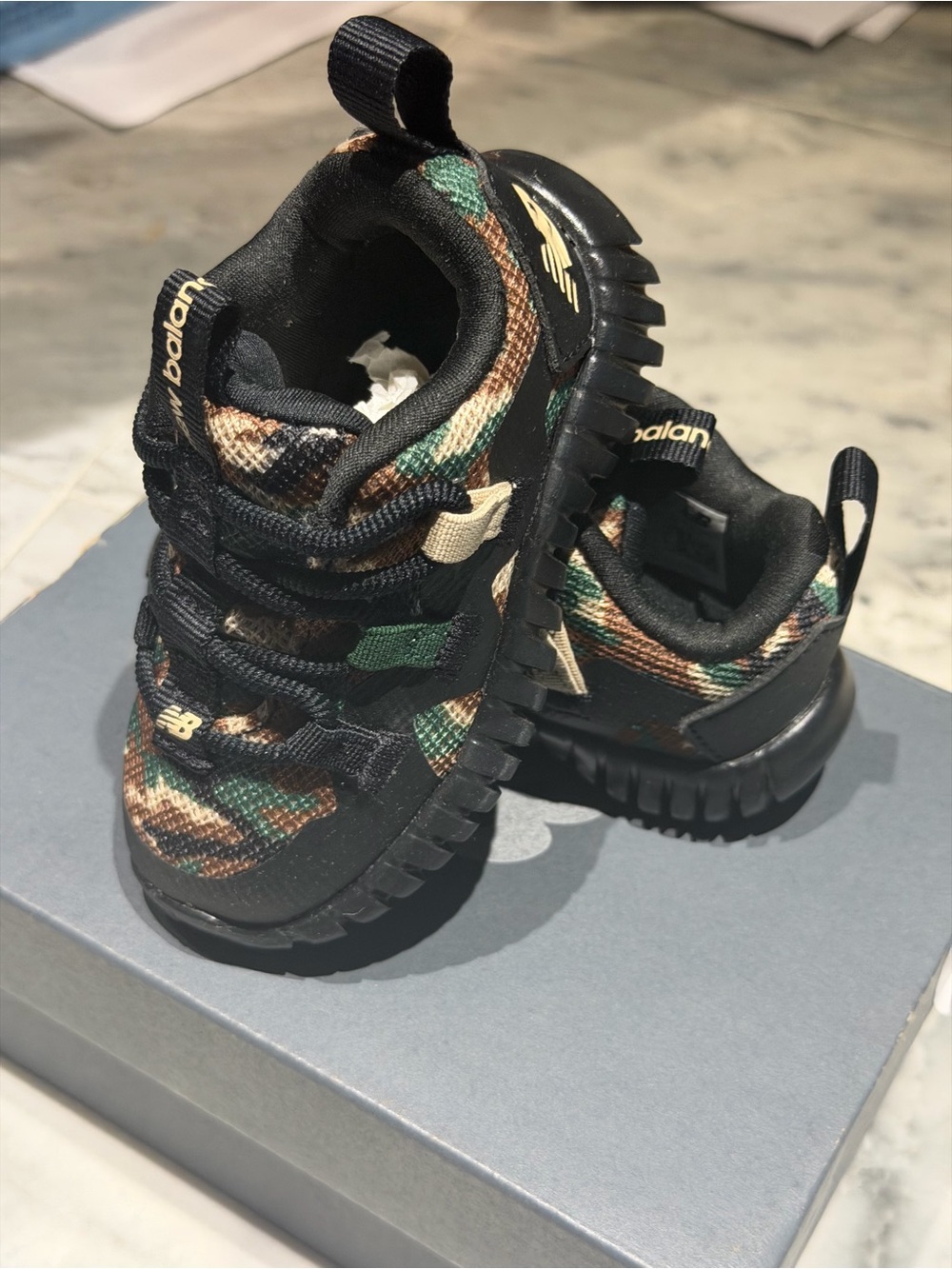 New Balance Kids' Camo Black, Green & Brown Sneakers